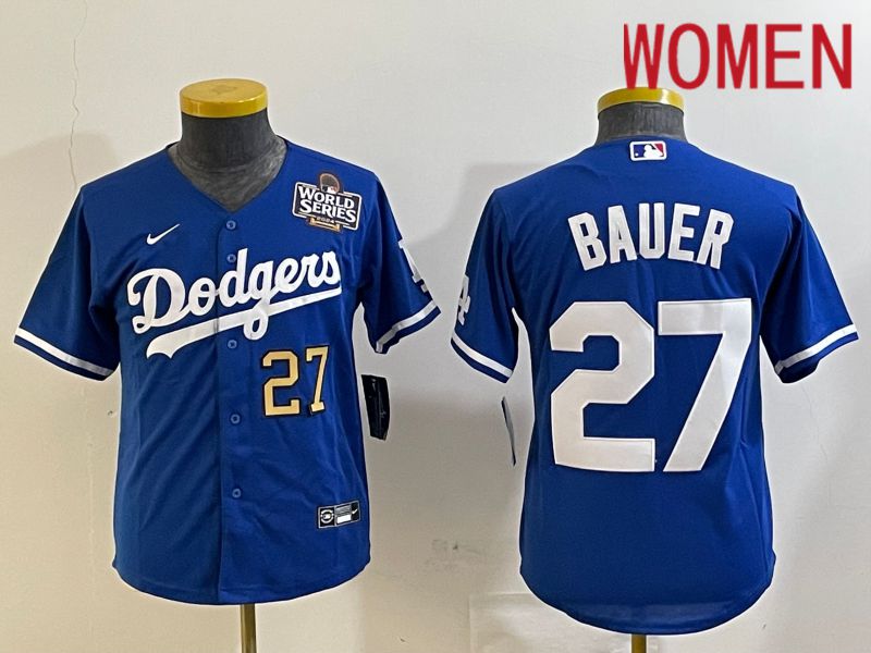 Women Los Angeles Dodgers #27 Bauer Blue Game 2024 Nike MLB Jersey style 4->women mlb jersey->Women Jersey